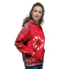 Paisley Bandana White And Red Print Women's Hoodie-grizzshop