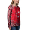 Paisley Bandana White And Red Print Women's Sweatshirt-grizzshop