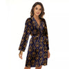 Paisley Blue And Gold Print Pattern Women's Robe-grizzshop