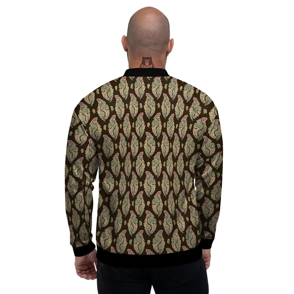 Paisley Bohemian Dark Print Pattern Men's Bomber Jacket-grizzshop