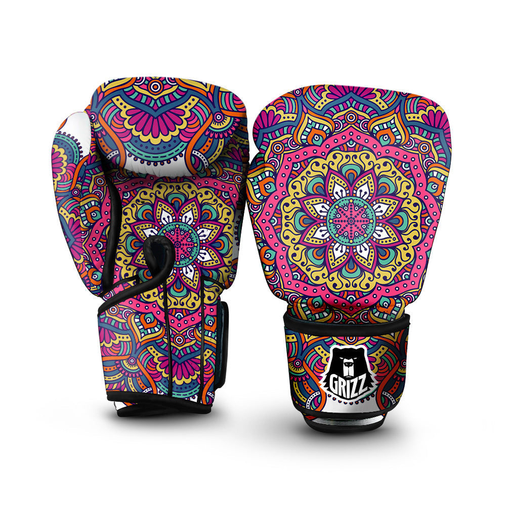 Paisley Boho Colorful Print Boxing Gloves-grizzshop