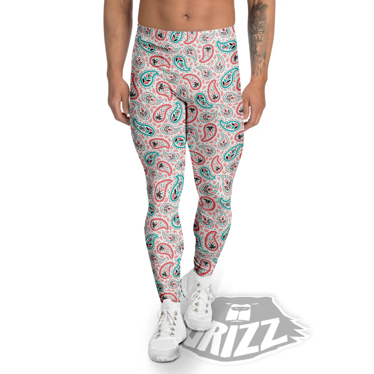 Paisley Boho Colorful Print Pattern Men's Leggings-grizzshop