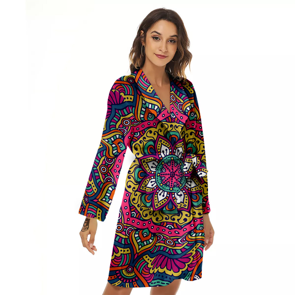 Paisley Boho Colorful Print Women's Robe-grizzshop