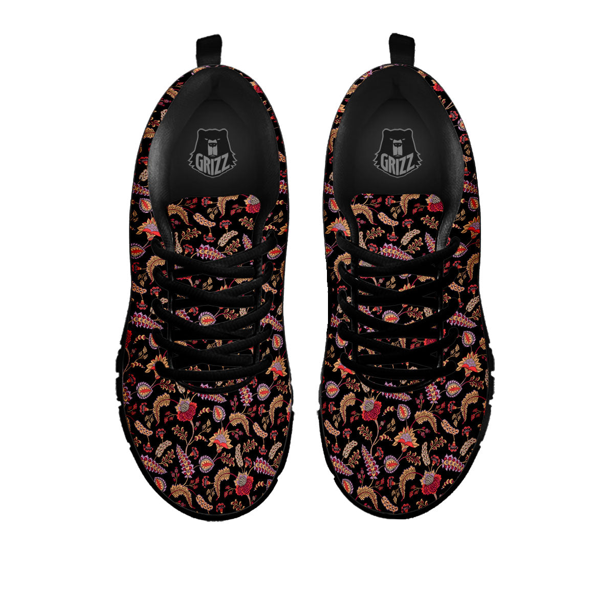 Paisley Boho Print Pattern Black Sneaker-grizzshop