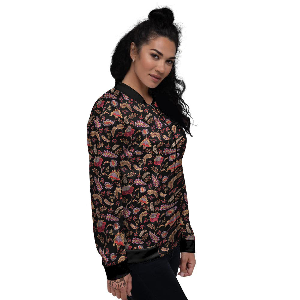 Paisley Boho Print Pattern Women's Bomber Jacket-grizzshop