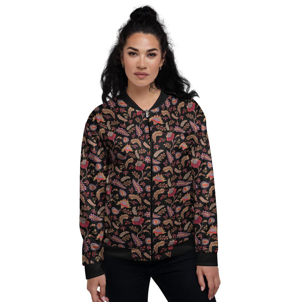Paisley Boho Print Pattern Women's Bomber Jacket-grizzshop
