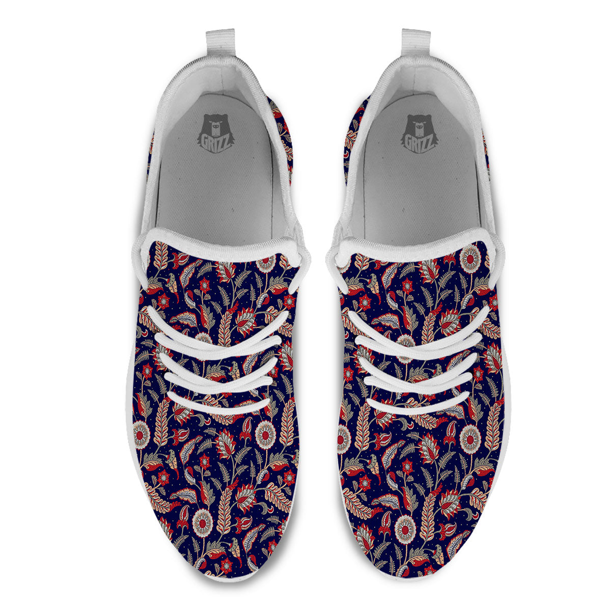 Paisley Indian Print Pattern White Athletic Shoes-grizzshop