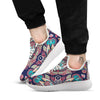 Paisley Mandala Ornamental Print White Athletic Shoes-grizzshop