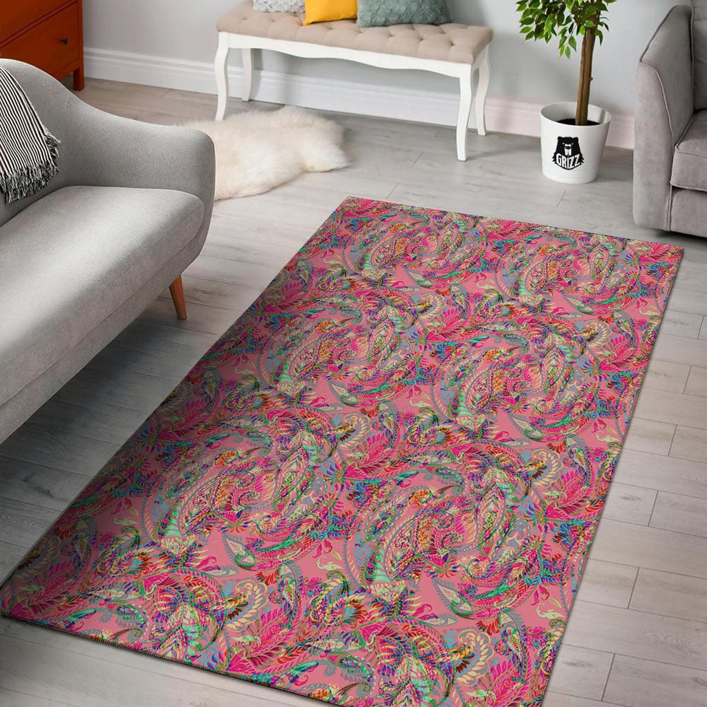 Paisley Pink Print Pattern Floor Mat-grizzshop