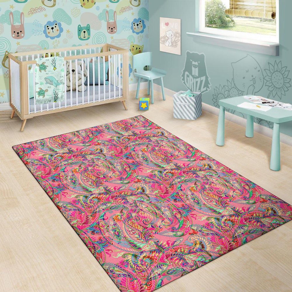 Paisley Pink Print Pattern Floor Mat-grizzshop