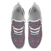 Paisley Red And Grey Print Pattern White Athletic Shoes-grizzshop