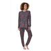 Paisley Red And Grey Print Pattern Women's Pajamas-grizzshop