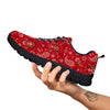 Paisley Red Print Pattern Black Sneaker-grizzshop