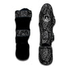 Paisley White And Black Print Pattern Muay Thai Shin Guards-grizzshop