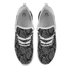 Paisley White And Black Print Pattern White Athletic Shoes-grizzshop