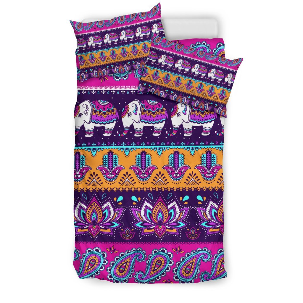 Paisleys Elephant Pattern Print Duvet Cover Bedding Set-grizzshop
