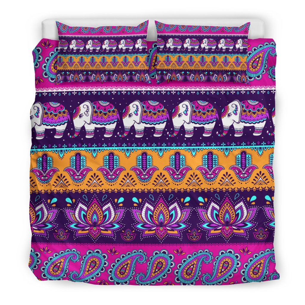 Paisleys Elephant Pattern Print Duvet Cover Bedding Set-grizzshop