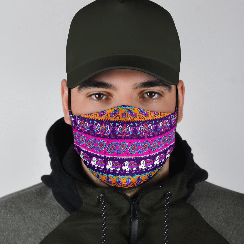 Paisleys Elephant Pattern Print Face Mask-grizzshop