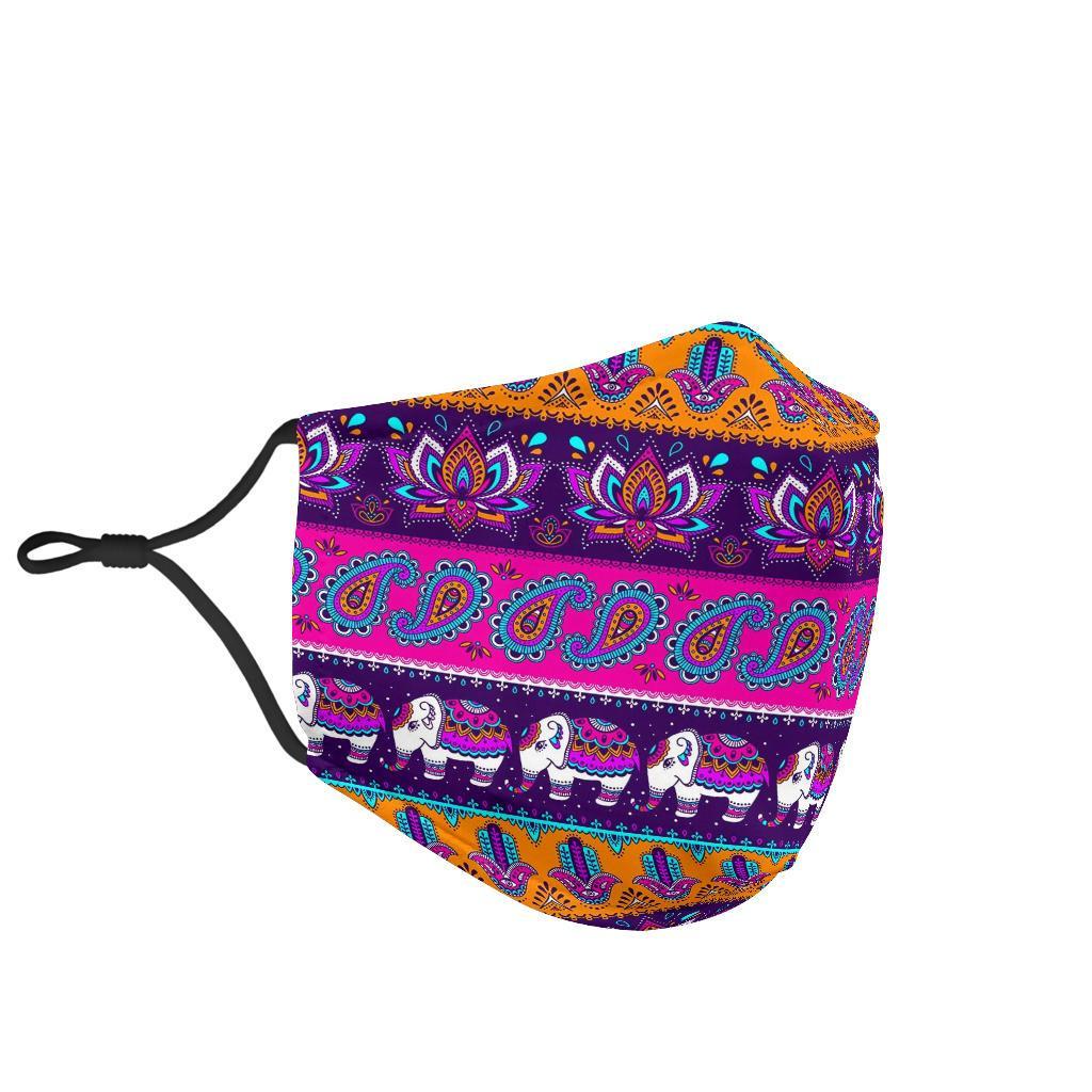 Paisleys Elephant Pattern Print Face Mask-grizzshop