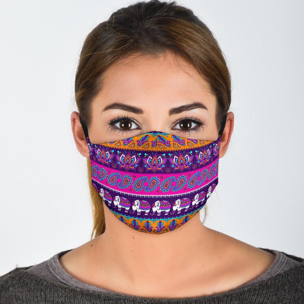 Paisleys Elephant Pattern Print Face Mask-grizzshop