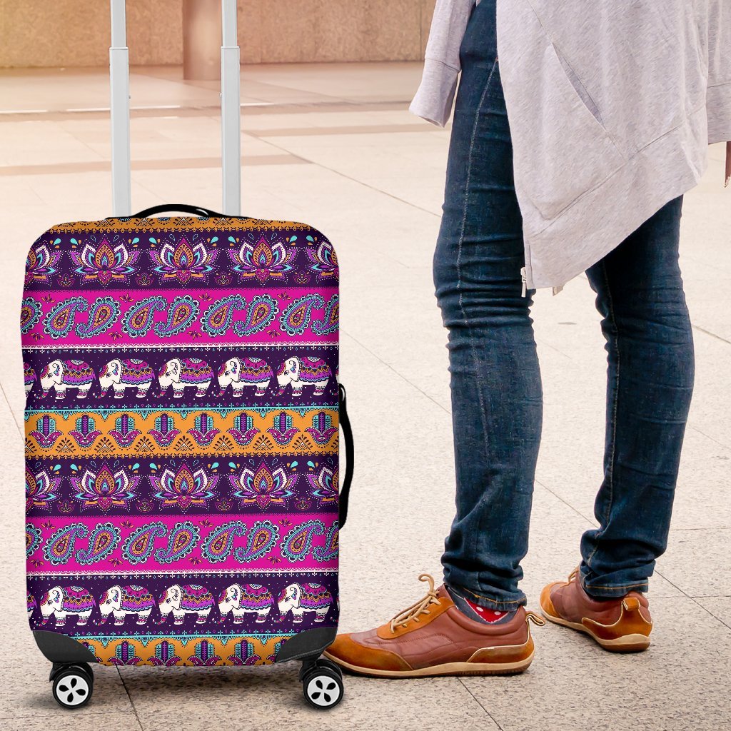 Paisleys Elephant Pattern Print Luggage Cover Protector-grizzshop