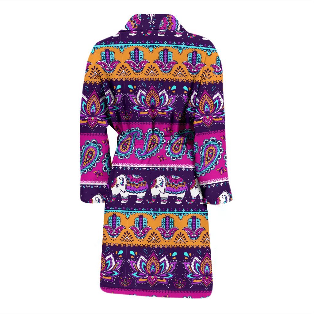 Paisleys Elephant Pattern Print Men Long Robe-grizzshop