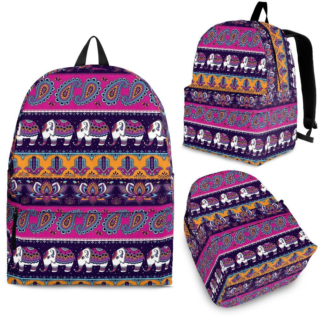 Paisleys Elephant Pattern Print Premium Backpack-grizzshop