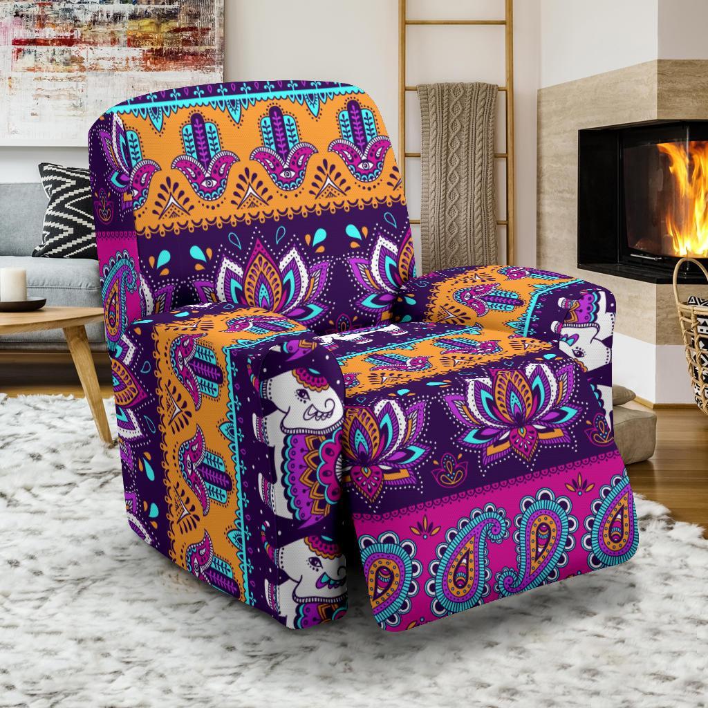 Paisleys Elephant Pattern Print Recliner Cover-grizzshop