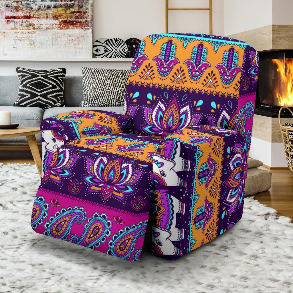 Paisleys Elephant Pattern Print Recliner Cover-grizzshop