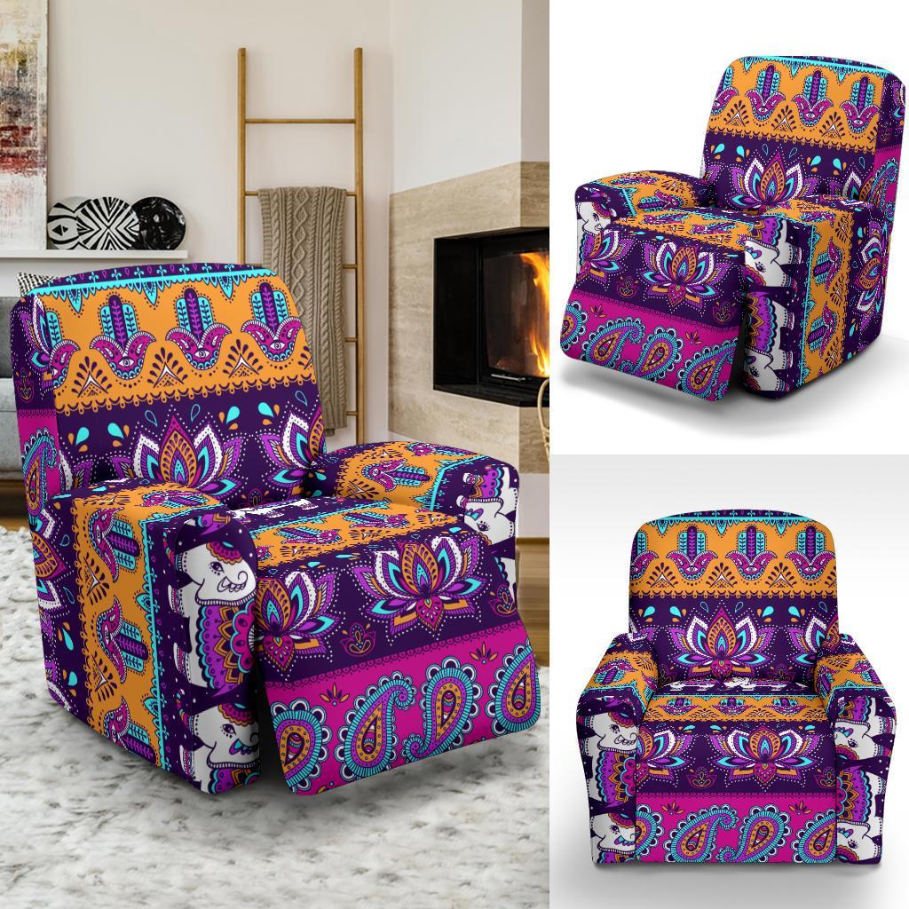 Paisleys Elephant Pattern Print Recliner Cover-grizzshop