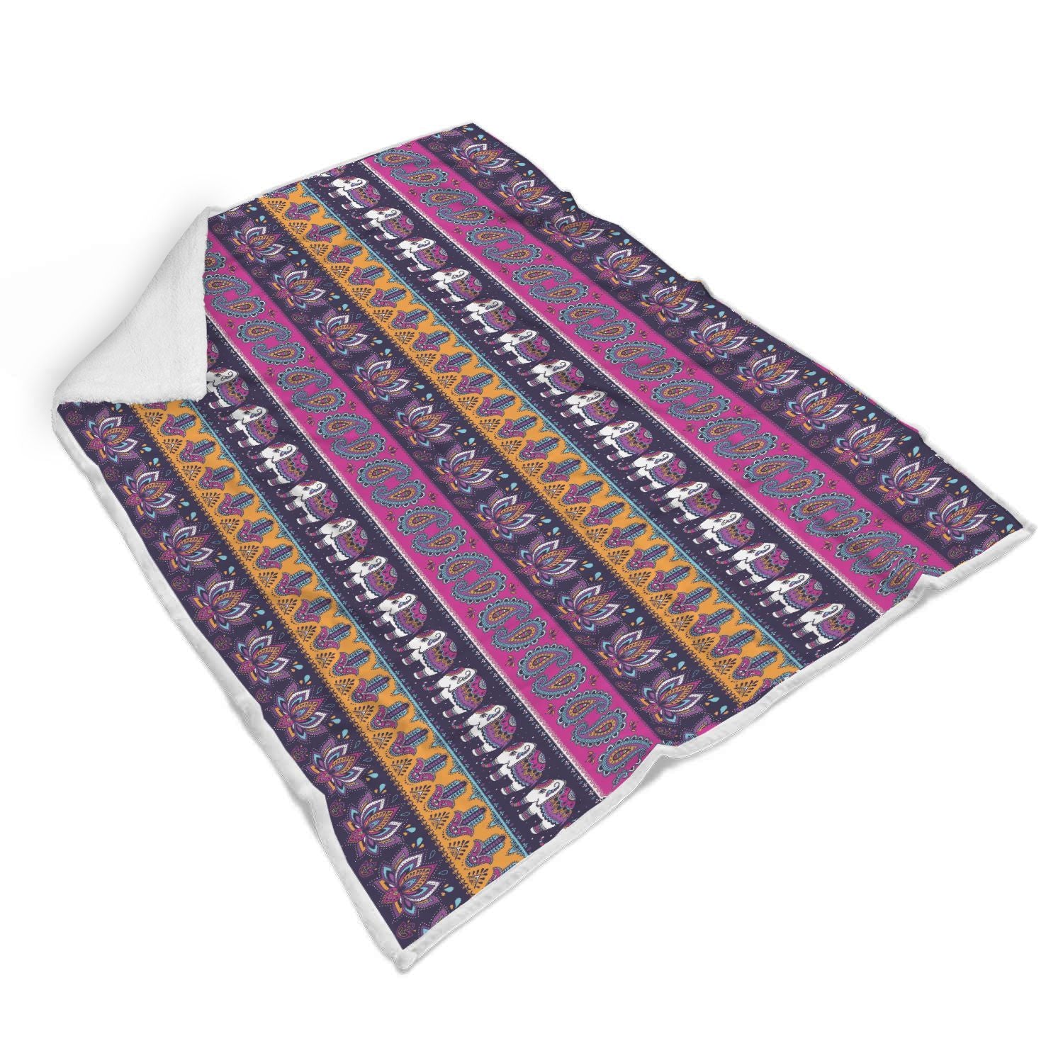 Paisleys Elephant Pattern Print Throw Blanket-grizzshop