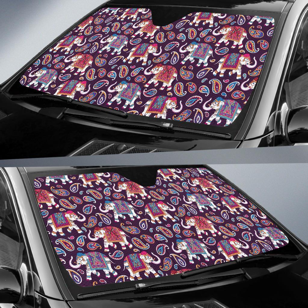 Paisleys Elephant Print Car Sun Shade-grizzshop