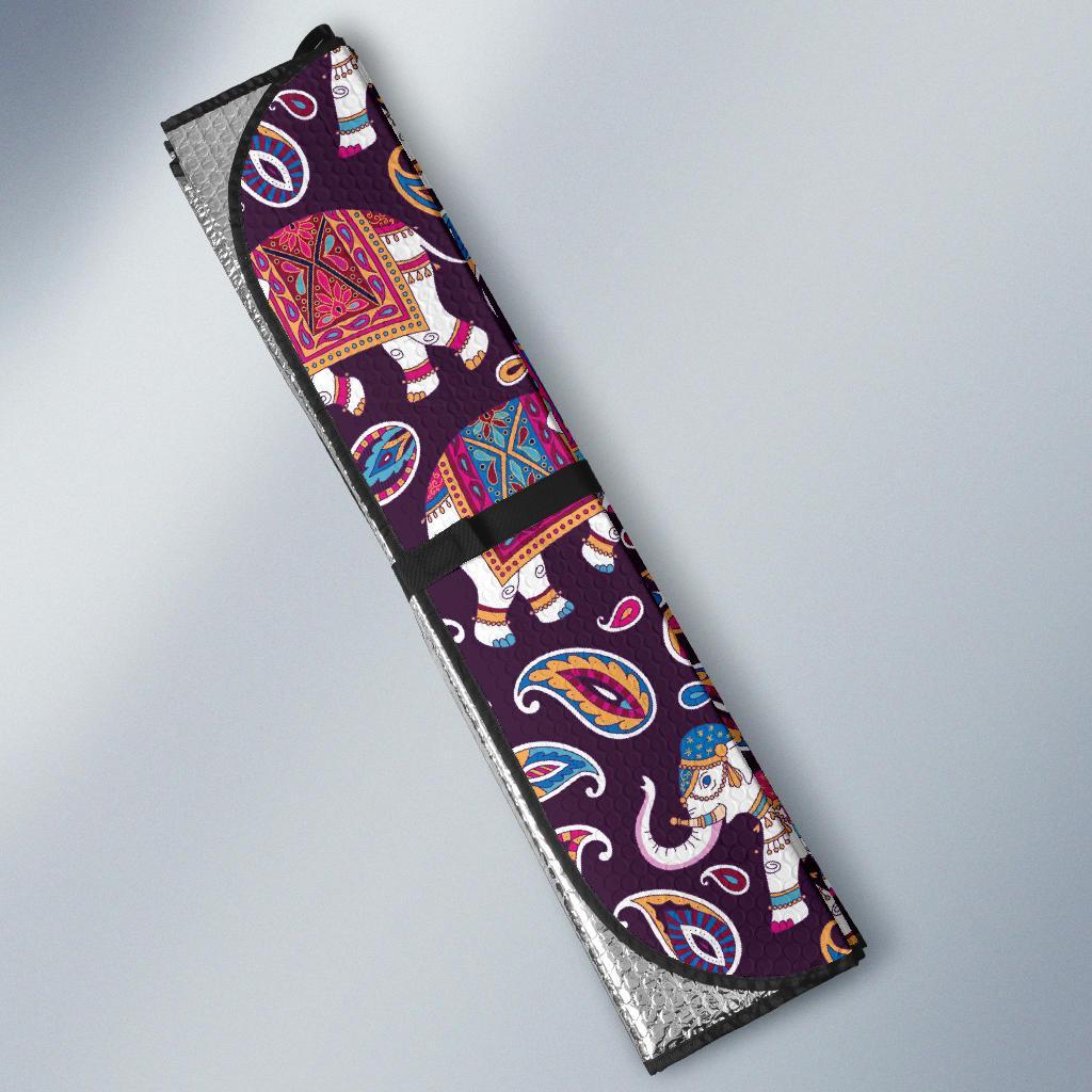 Paisleys Elephant Print Car Sun Shade-grizzshop