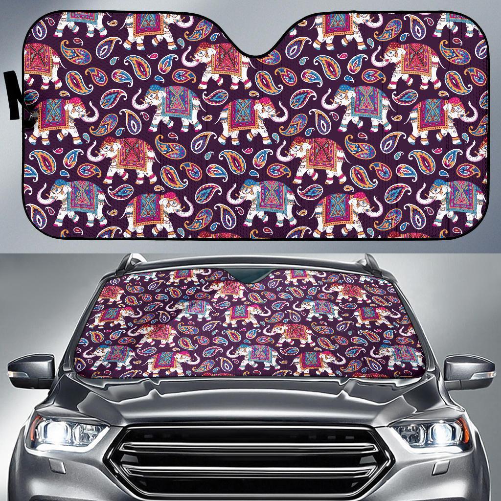 Paisleys Elephant Print Car Sun Shade-grizzshop