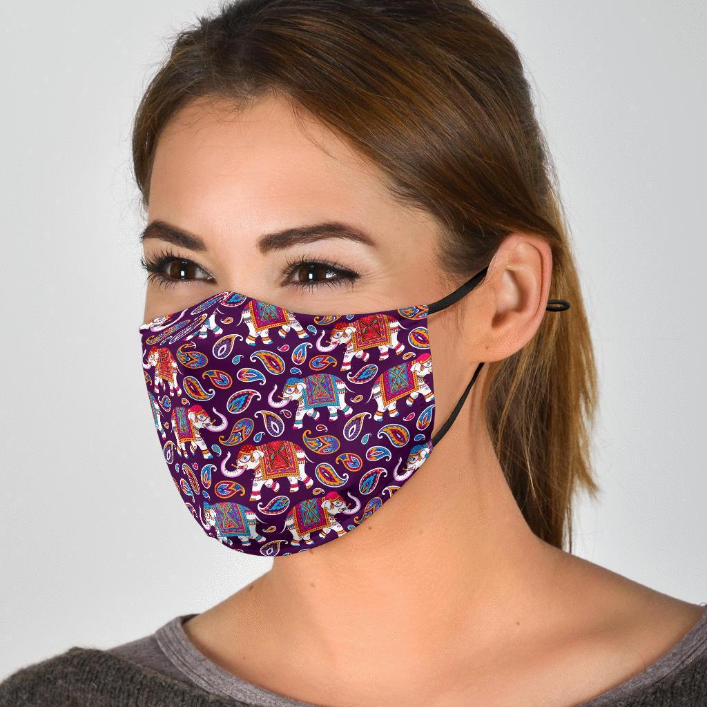 Paisleys Elephant Print Face Mask-grizzshop