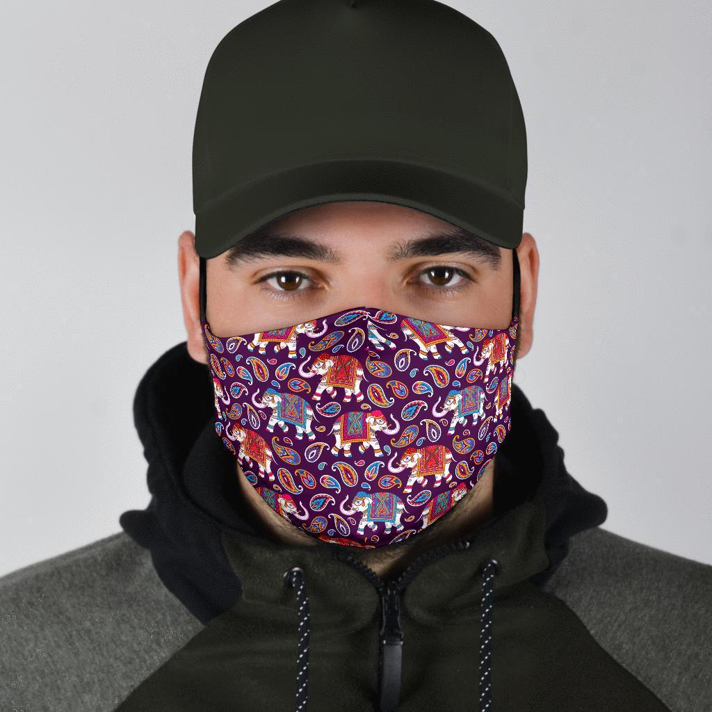 Paisleys Elephant Print Face Mask-grizzshop