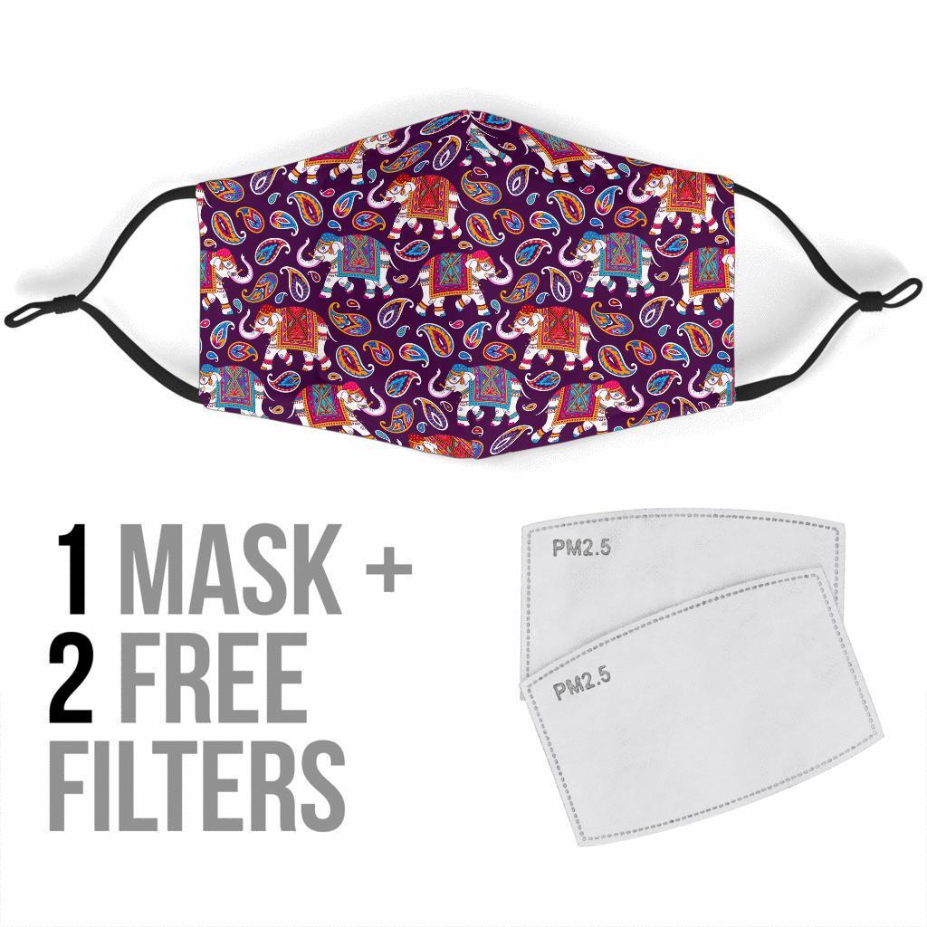 Paisleys Elephant Print Face Mask-grizzshop