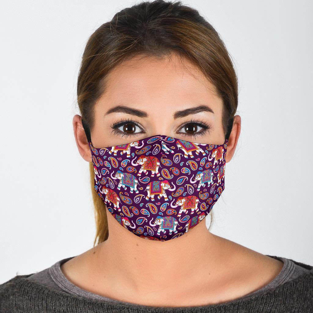 Paisleys Elephant Print Face Mask-grizzshop