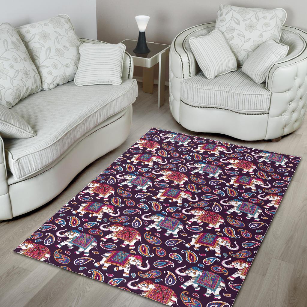 Paisleys Elephant Print Floor Mat-grizzshop