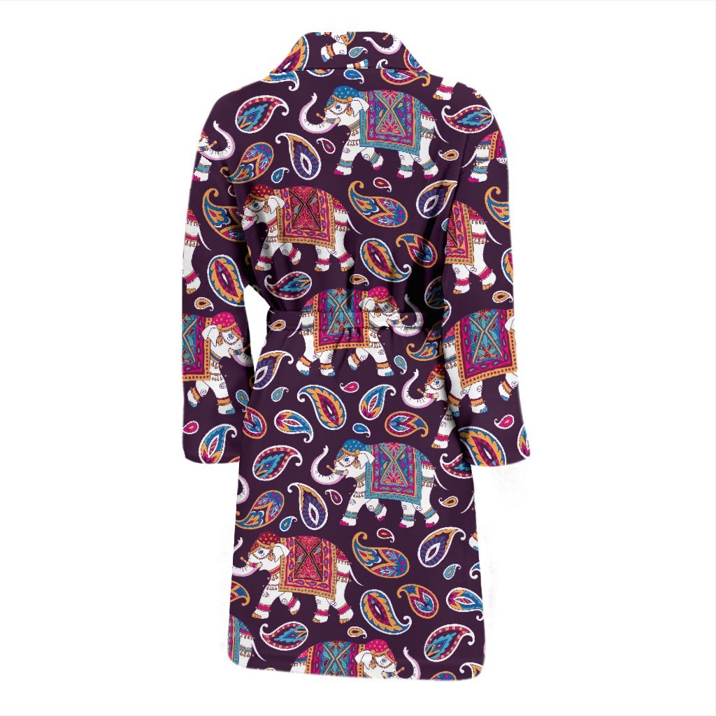 Paisleys Elephant Print Men Long Robe-grizzshop