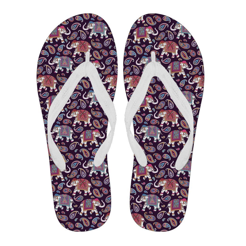 Paisleys Elephant Print Men & Women Flip Flops-grizzshop