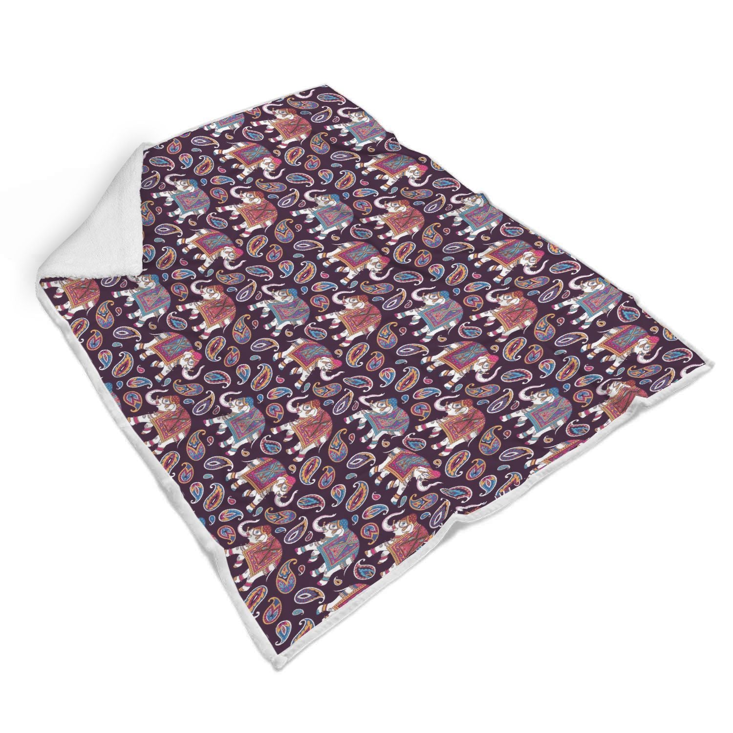 Paisleys Elephant Print Throw Blanket-grizzshop