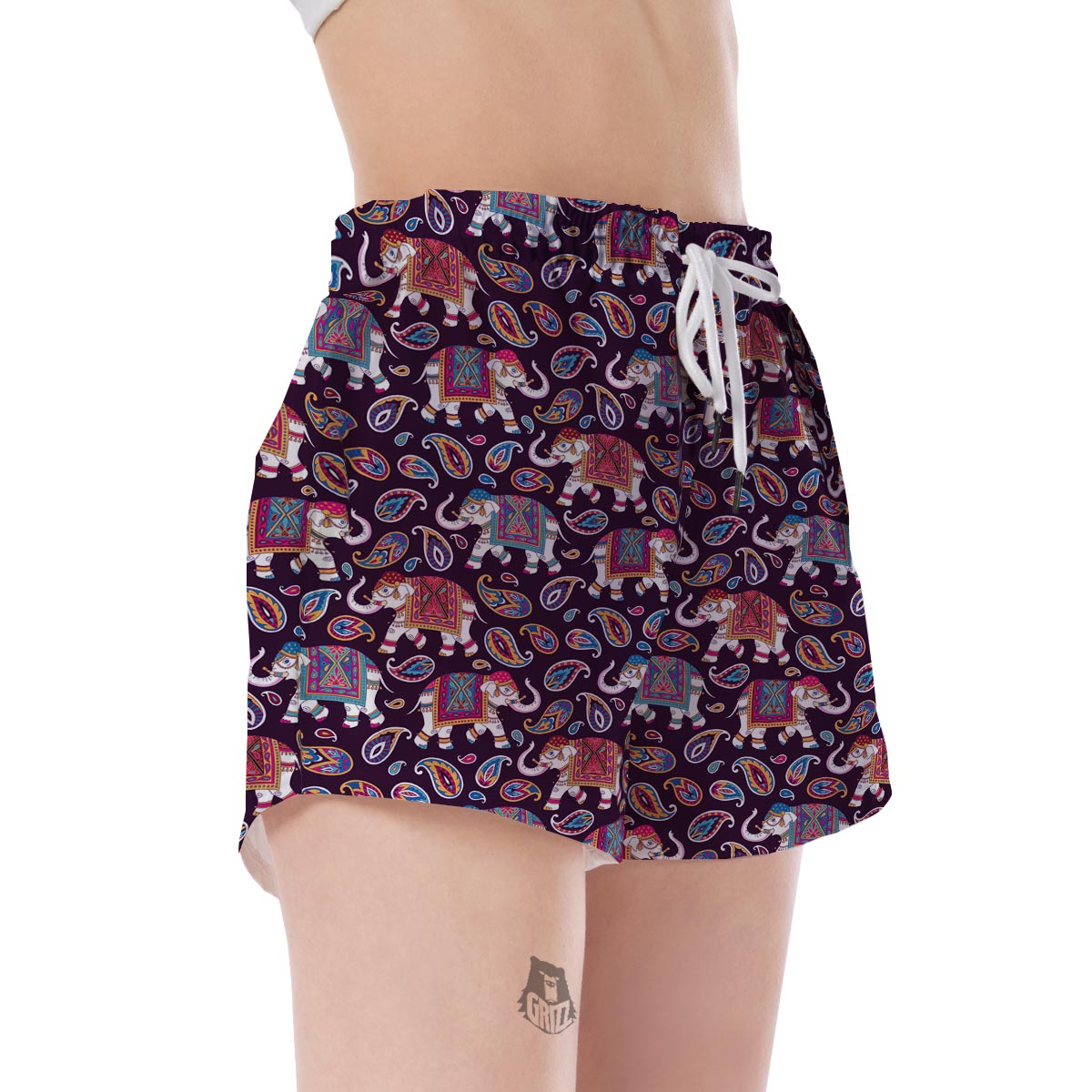 Paisleys Elephant Print Women's Shorts-grizzshop