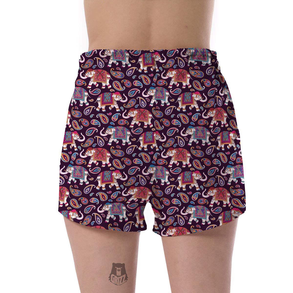 Paisleys Elephant Print Women's Shorts-grizzshop