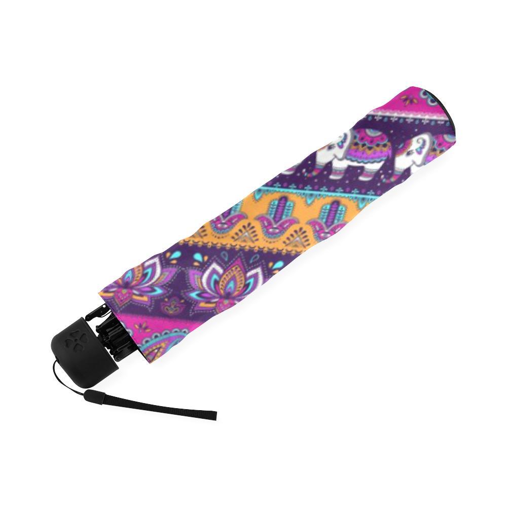 Paisleys Elephant Pattern Print Foldable Umbrella-grizzshop