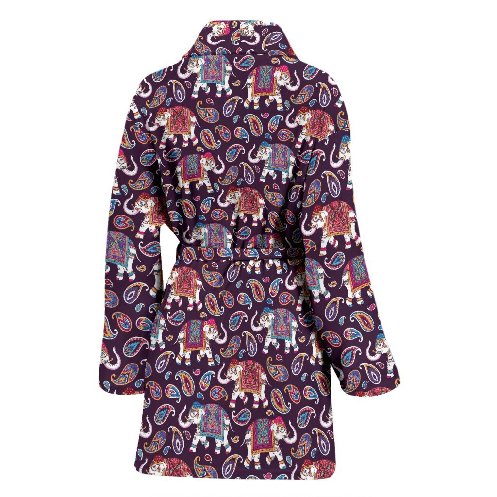 Paisleys Elephant Print Women Long Robe-grizzshop