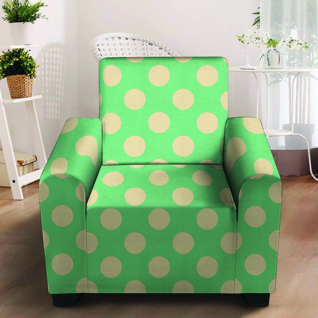 Pale Green Polka Dot Armchair Cover-grizzshop