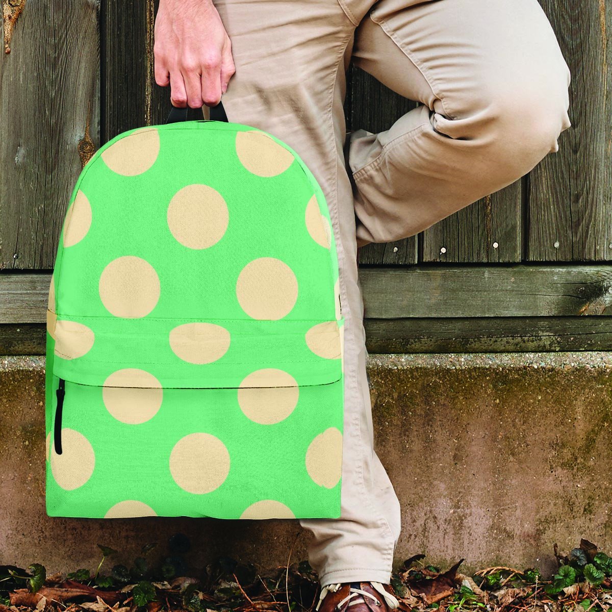 Pale Green Polka Dot Backpack-grizzshop