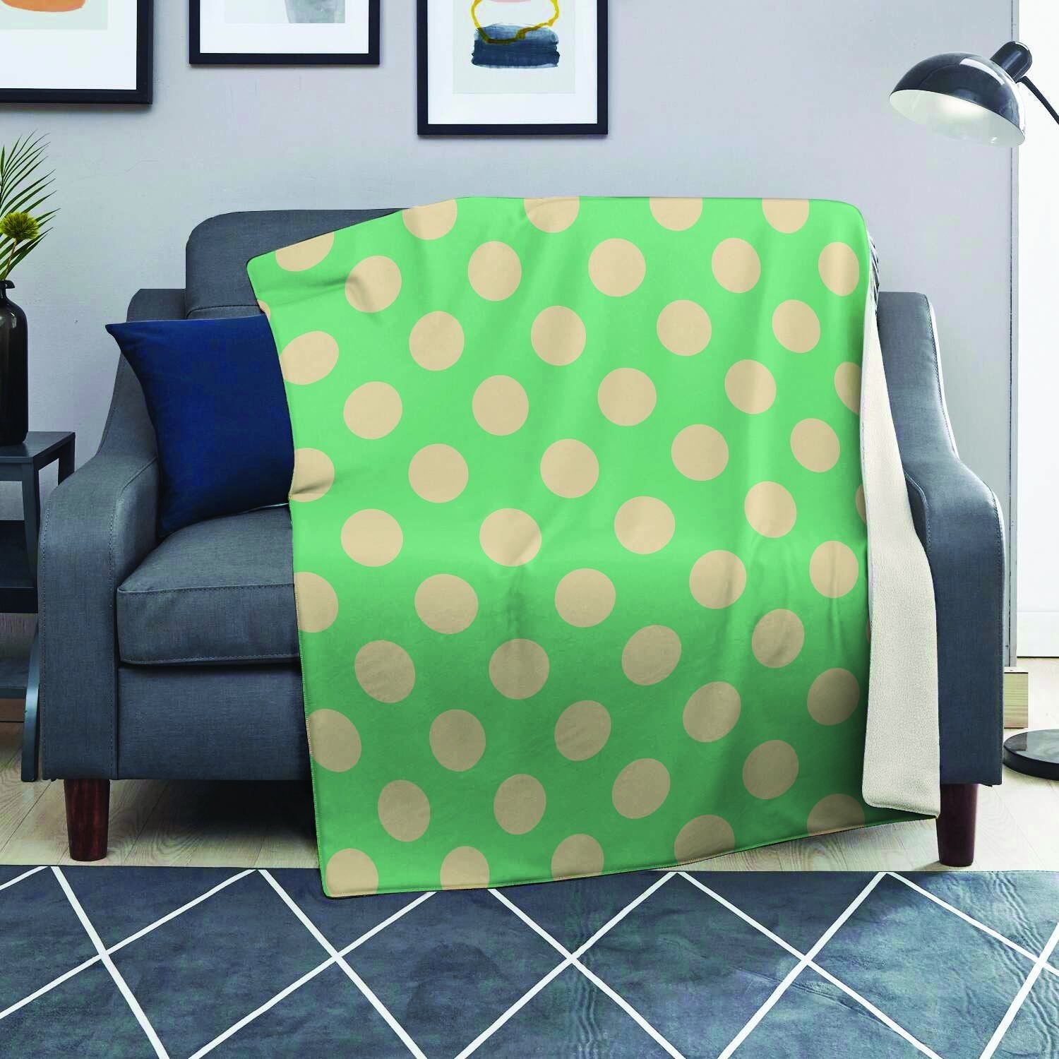 Pale Green Polka Dot Blanket-grizzshop