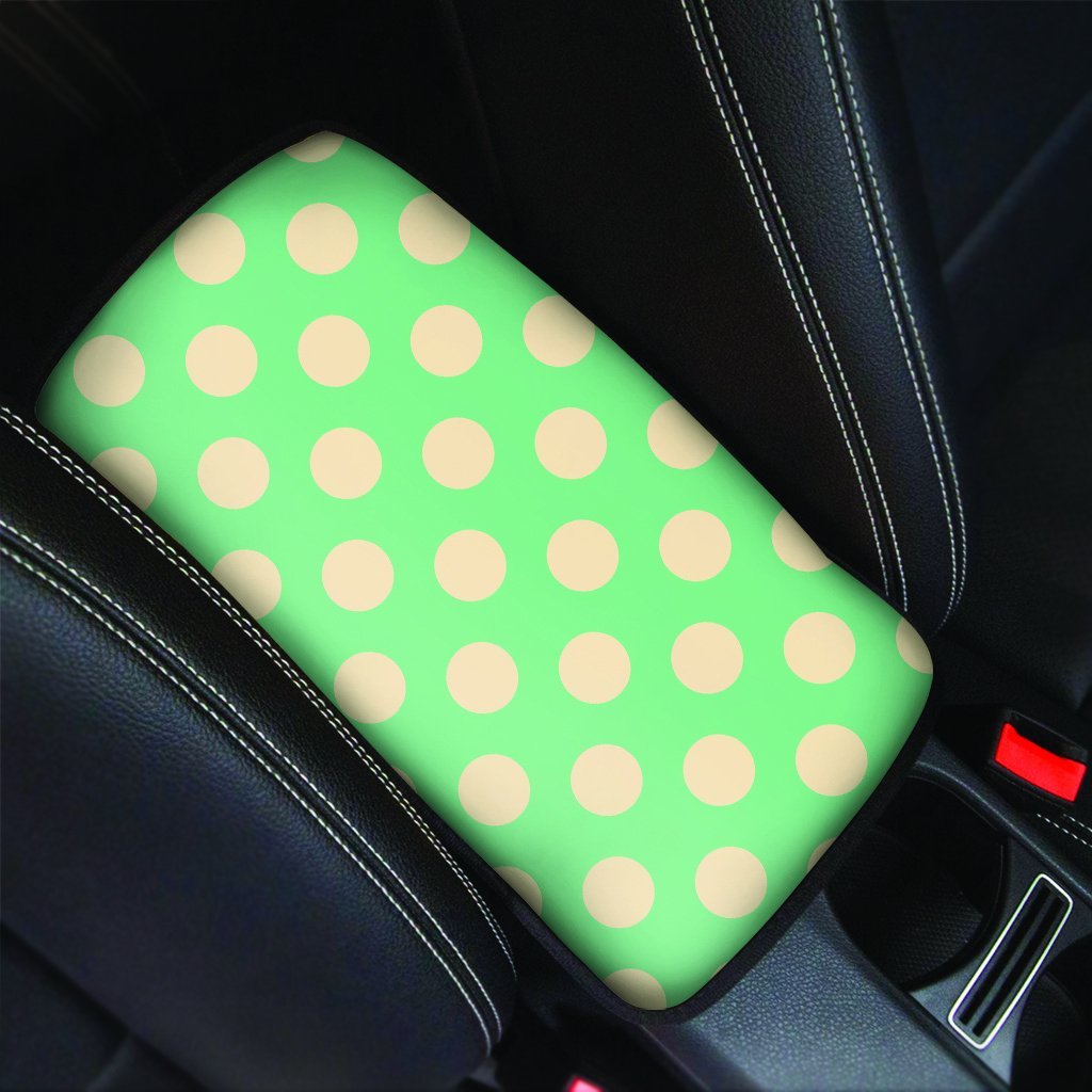 Pale Green Polka Dot Car Console Cover-grizzshop